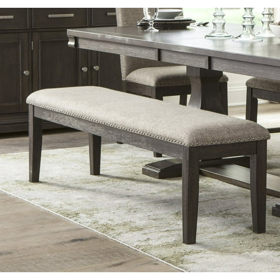 Nmkwnr Wood Frame Bench Upholstered Rustic Brown Finish Dining Bench