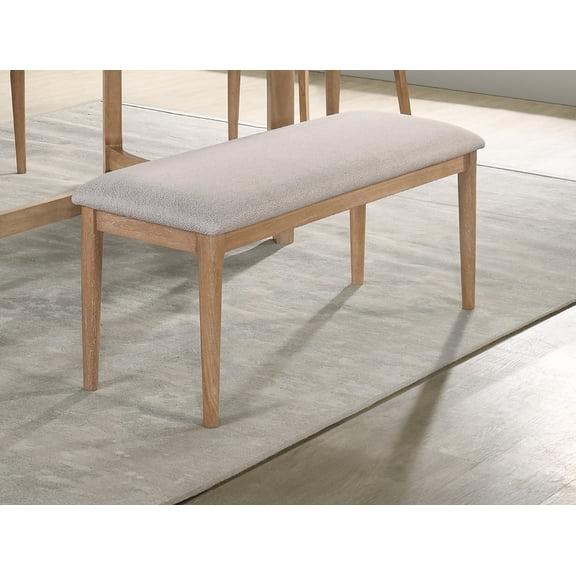 Nmkwnr Wood Frame Upholstered Fabric Dining Bench for Dining Room, Living Room, Beige