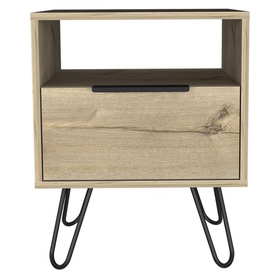 Nmkwnr Nightstand for Home, Bedroom, Beside Table with 1 Shelf and 1 Cabinet, Light Brown
