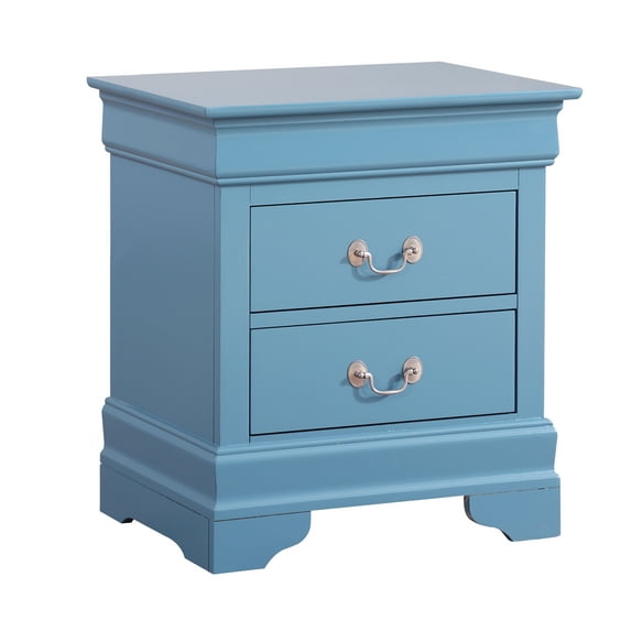 Nmkwnr Wood Nightstand with 2 Drawer and Metal Handle, Beside Table for Living Room, Bedroom, Blue