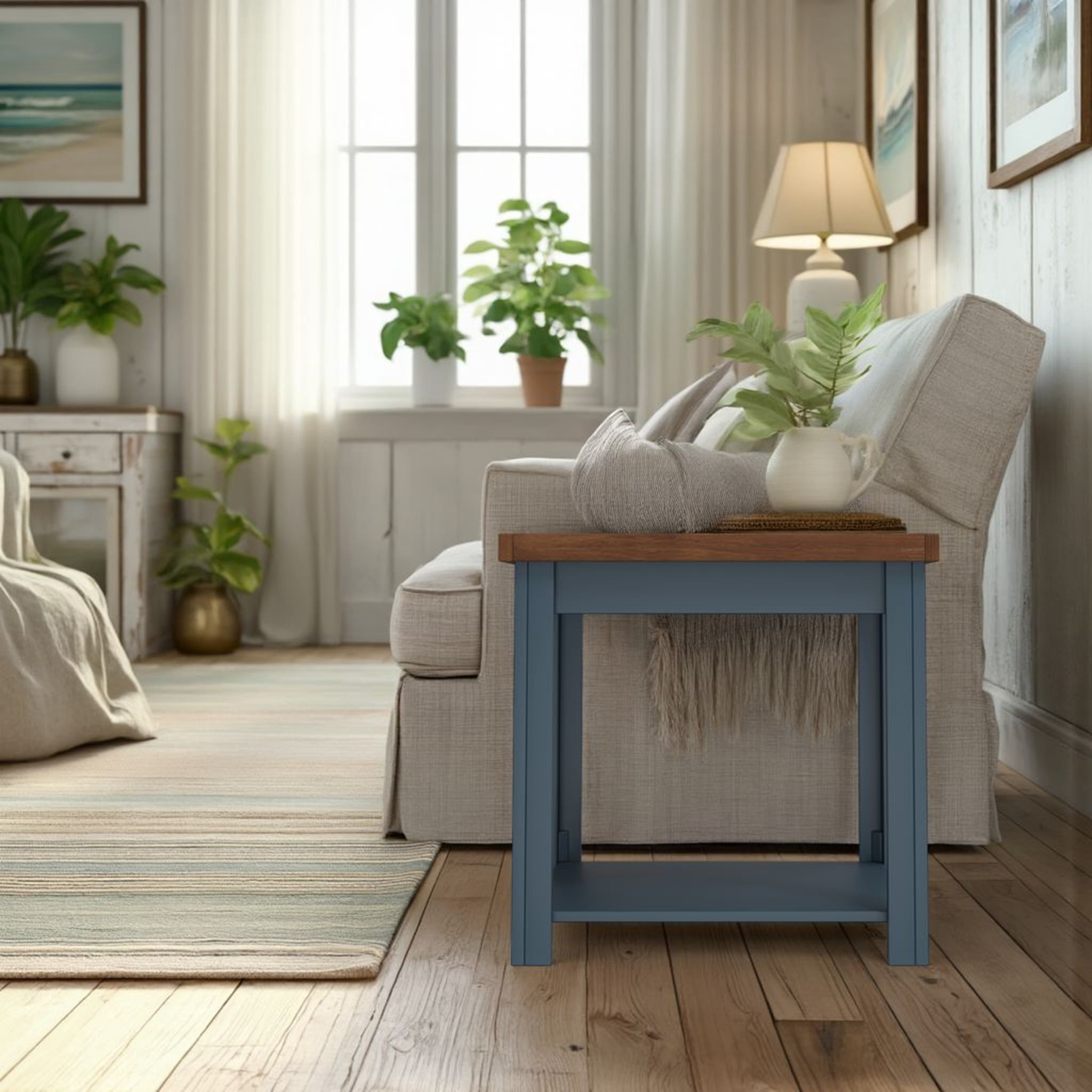 Nmkwnr Wood Side Table with Bottom Shelf, 24 inch End Table for Living ...