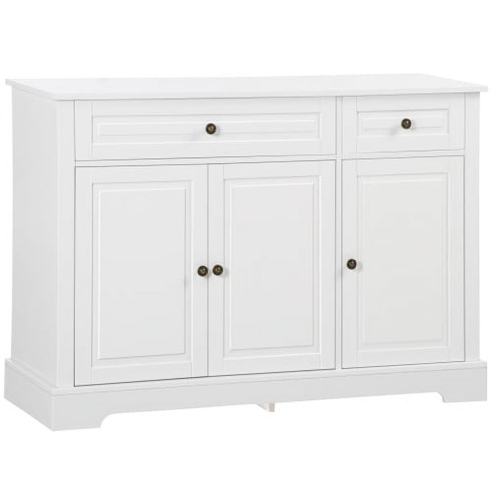 White MDF Sideboard Buffet Cabinet with Drawers and Shelves