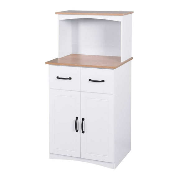 Nmkwnr Wooden Kitchen Cabinet Rack Microwave Storage Drawer, White