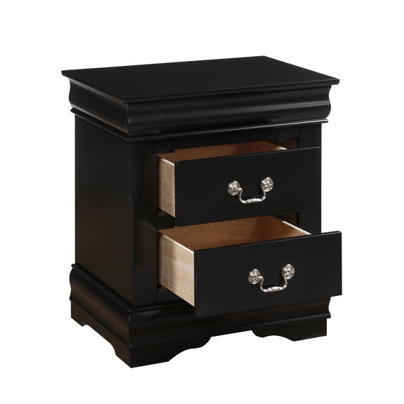 Nmkwnr Wooden Nightstand with Handle, 2 Drawers Beside Table for Living Room, Bedroom, Black