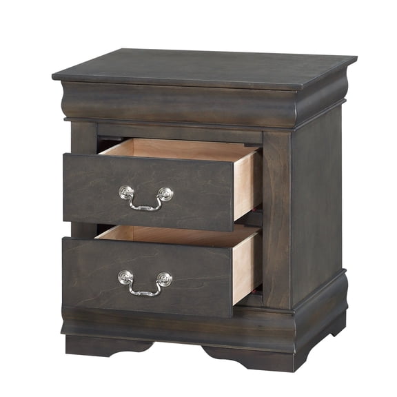 Nmkwnr Wooden Nightstand with Handle, 2 Drawers Beside Table for Living Room, Bedroom, Dark Gray