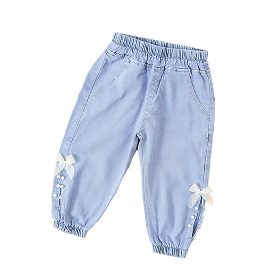 Nmmacb 1-6T Little Girls Jeans Denim Pants Kids Denim Pants Trousers Stretchy Jeans Denim Leggings Mosquito Repellent Pants