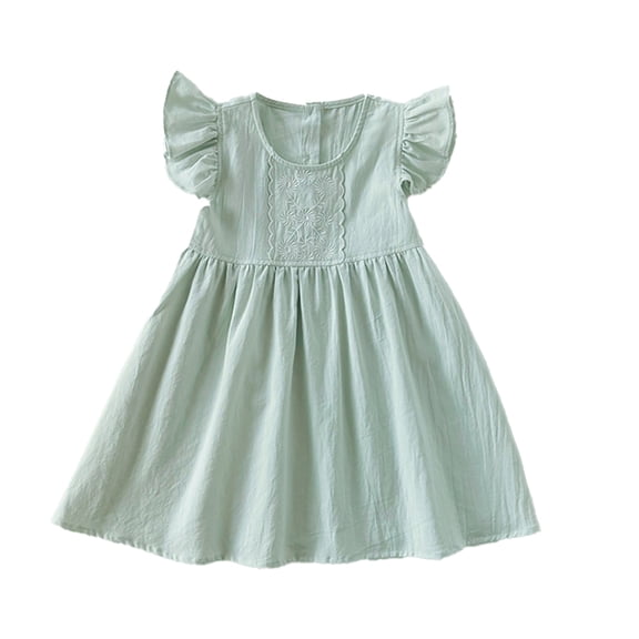 Nmmacb 1-7 Years Kids Girls Cotton Dresses Sundress Toddler Short Sleeve Embroidery Princess Dress Baby Summer Lace Dresses