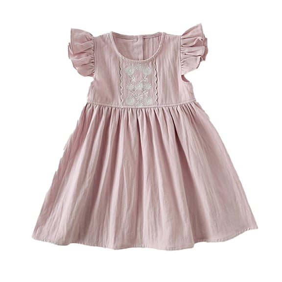 Nmmacb 1-7 Years Kids Girls Cotton Dresses Sundress Toddler Short Sleeve Embroidery Princess Dress Baby Summer Lace Dresses