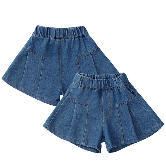 Nmmacb 1-8T Girls Jeans Shorts Denim Shorts High Waisted Wide Leg Denim Shorts for Kids Toddler Baby