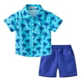 thumbnail image 1 of Nmmacb 2Pcs Baby Boys Summer Clothing Sets 1-7T Kids Cute Cartoon Print Button Down Shirt+Shorts Outfits Toddler Clothes, 1 of 9
