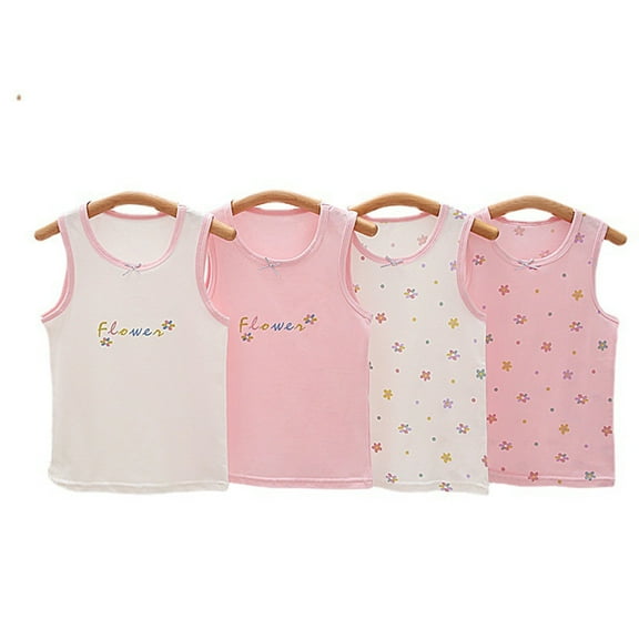 Nmmacb 3-8Y Fashion Girls Vest Tops - Sleeveless Vest Cotton Undershirts for Kids & Toddler Size (4 Pack)