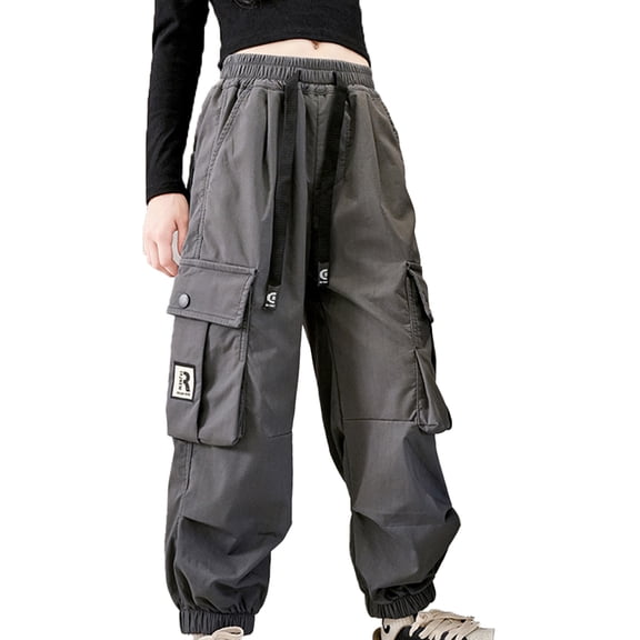 Nmmacb 5-11Y Kids Cargo Pants for Girls Cargo Jogger Pants Teen Girl's Casual Elastic Waist Cargo Pants with Pockets