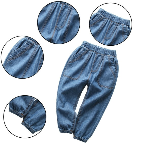 Nmmacb Baby Kids Boys Jeans Pants Summer Denim Pants 2-10Y Sweatpants Long Trousers Casual Elastic Sweat Pants