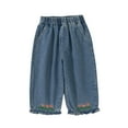 thumbnail image 1 of Nmmacb Girls Denim Pants Leg Baggy Pants for Kids Baby Toddler Jeans Pants Ripped Jeans Elastic Waist Pants Size 12M-8Years, 1 of 9