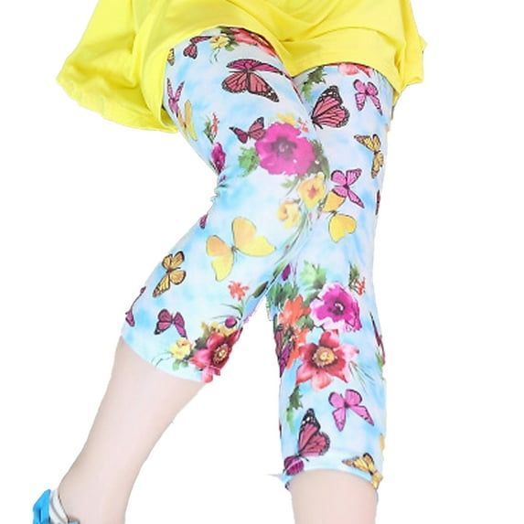 Nmmacb Girls Prints Leggings Tights Summer Casual Yoga Pants Bottoms Trousers for Kids 3-8Years