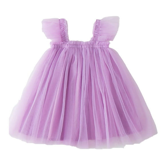 Nmmacb Girls Sweet Princess Dresses Toddler Halter Party Peplum Summer Sundress Dresses for Kids Baby 18 Months-6 Years