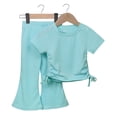 thumbnail image 1 of Nmmacb Kids Baby Girls T-Shirt Flare Pants Outfit Short Sleeve T-shirt Tops Bell-Bottom Flared Pants Sets Spring Summer Clothes for 1-10T, 1 of 9