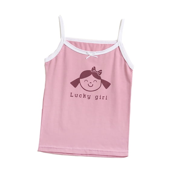 Nmmacb Kids Toddler Girls Sling Vest 3-8Y Summer Sleeveless Cotton Cartoon Print for Baby Sleeveless Tops Casual Kids Clothing