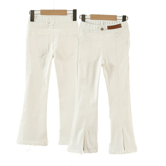 Nmmacb Kids Youth Denim Pants Jeans Bell Bottoms for Girls Wide Leg Jeans Kids Baggy Elastic Waist Casual Denim Pants with Pockets
