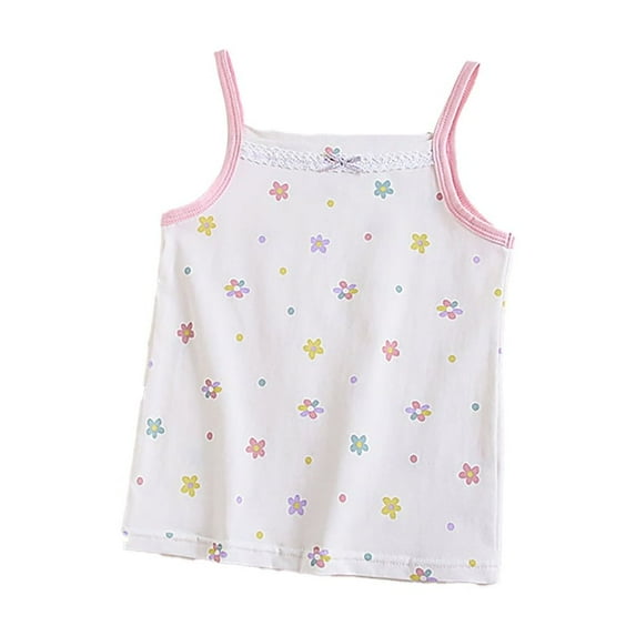 Nmmacb Little Girls Sling Vest 3-8Y Kids Toddler Girls Summer Sleeveless Cotton Cartoon Print for Baby Sleeveless Tops Casual Kids Clothing