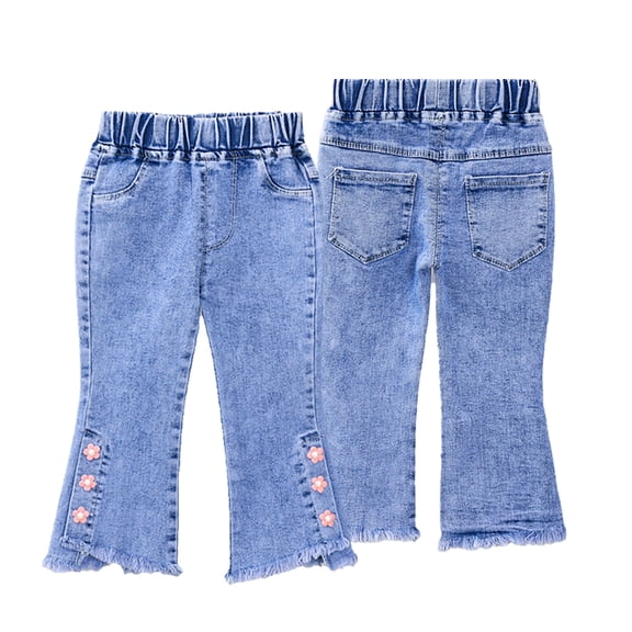 Nmmacb Toddler Girls Jeans Denim Pants Jeans Leggings Elastic Slim Casual Flared Jeans Trousers Baby Girl Kids Clothes Leggings for Girls 1-6 Years