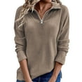 thumbnail image 1 of Nmmued Half Zip Pullover Women, Knit Tops for Women, Lightweight Sweaters for Women, Pullover Sweaters for Women, Going Out Tops for Women, Brown S, 1 of 4