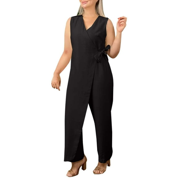 Nmmued Linen Sets for Women 2 Piece, Pants Sets Women 2 Piece Outfits, Matching Sets Women Clothing, Gauze Sets for Women 2 Piece, Linen Pants Set, Black 3XL