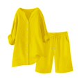 thumbnail image 1 of Nmmued Lounge Sets for Women, Linen Sets for Women 2 Piece, Womens Short Sets, Loungewear, Gauze Sets for Women 2 Piece, Yellow L, 1 of 5