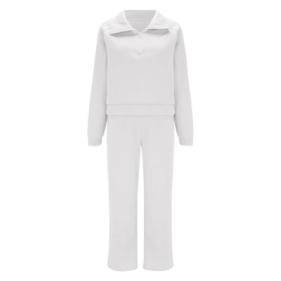 Nmmued Track Suits for Women Set, Athleisure Sets Women, Sweatsuits Women 2 Piece Outfit, Half Zip Pullover Women, Sweatpants Women, White XL