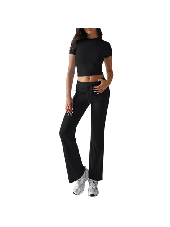 Workout Sets for Women, Athleisure Sets Women, Crop Tops for Women, Yoga Pants Women, Yoga Sets for Women, Black M
