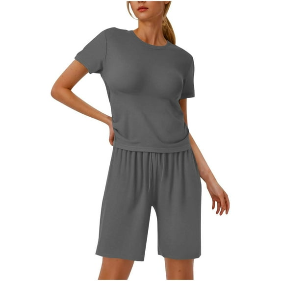 Nmmued Workout Sets for Women, Athletic Sets for Women, Short Sets for Women, Yoga Sets for Women, 2 Piece Sets for Women Summer, Gray M