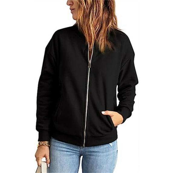 Nmmued Zip Up Sweatshirt Women, Womens Sweatshirts No Hood, Lightweight Jacket Women, Workout Jackets for Woman, Lightweight Sweatshirts for Women, Black XXL