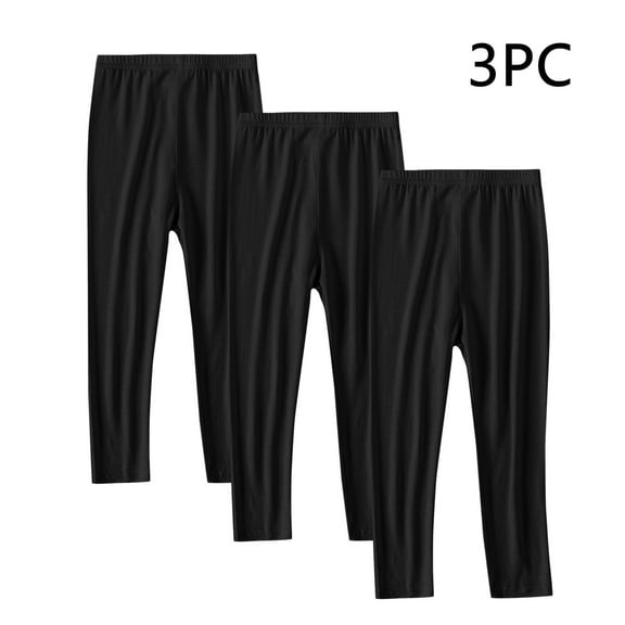 Nmnitkp 3 Pack Girls Leggings Tights Soft Comfortable Pants for Kids Stretchy Ankle Length Athletic Yoga Black,12 Years