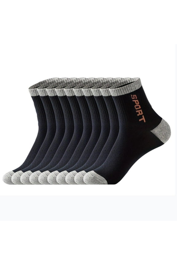 5 Pairs Men's Performance Cotton Moisture Wick Sports Hiking Workout Training Athletic Cushion Crew Socks For Men Deodorant and Sweat-Wicking Fabric Mens Socks Antibacterial Breathable Socks