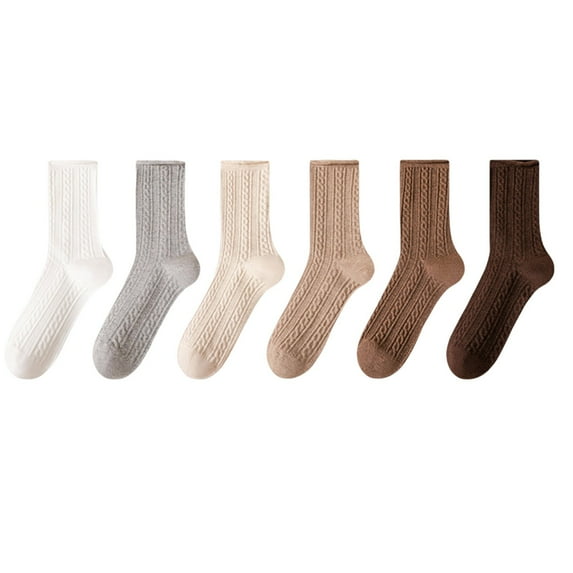 Nmnitkp 6 Pairs Socks for Women Cotton Solid Color Socks - Crew Socks for Women Antibacterial Womens Socks Deodorant and Sweat-Wicking Fabric Socks Casual Cotton Socks Soft Breathable Dress Sock