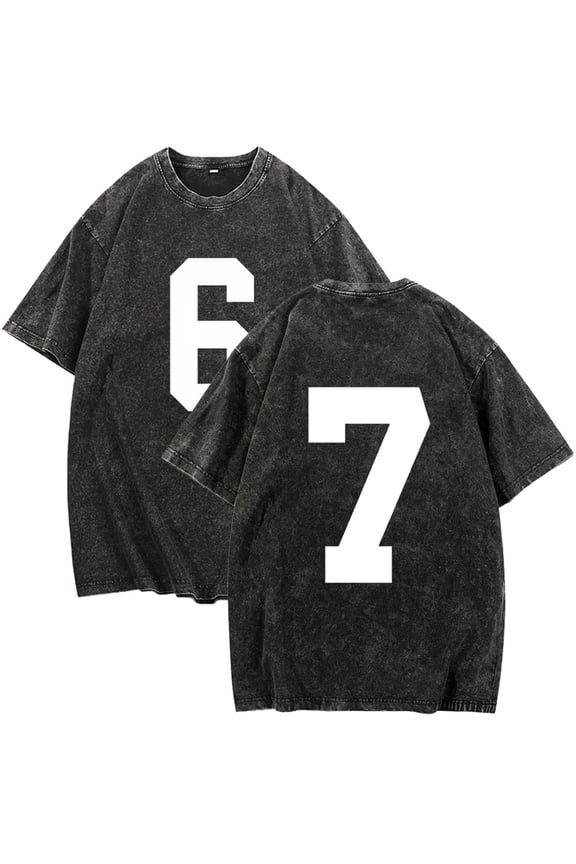 67 Shirt Crew Neck Funny Six Seven 6 7 Meme Gen Alpha Slang T-Shirt Black,5XL
