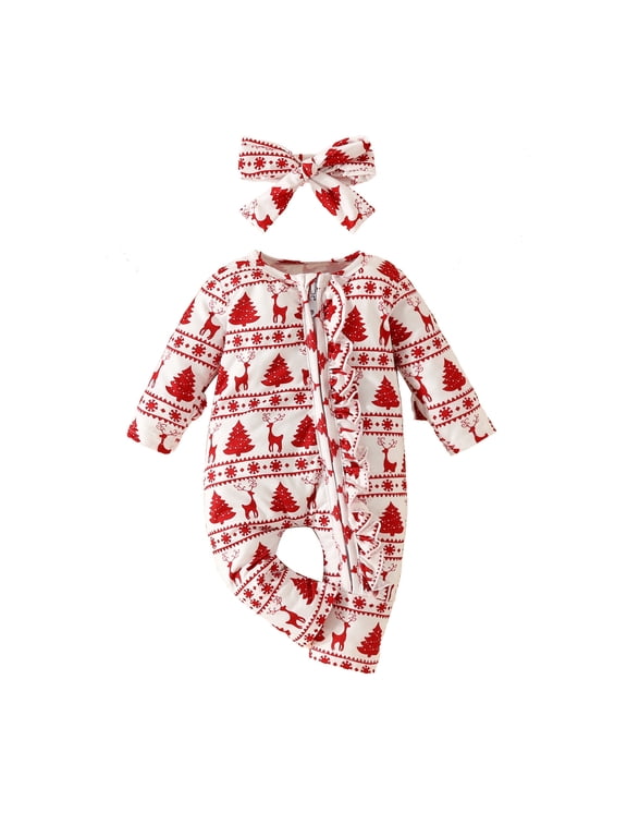 Baby Boy Girl Rompers Bodysuit Jumpsuit Playsuit One Piece Outfit Healthy Fabric Clothes with Christmas Element