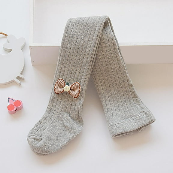 Nmnitkp Baby Toddler Girl's Tights Cable Knit Mesh Leggings Little Girl Seamless Stockings Bows Cotton Pantyhose Gray,4 Years