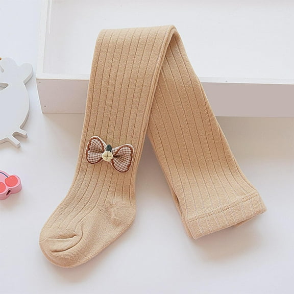 Nmnitkp Baby Toddler Girl's Tights Cable Knit Mesh Leggings Little Girl Seamless Stockings Bows Cotton Pantyhose Khaki,6 Years