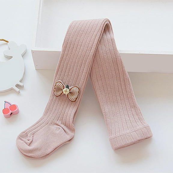 Nmnitkp Baby Toddler Girl's Tights Cable Knit Mesh Leggings Little Girl Seamless Stockings Bows Cotton Pantyhose Pink,8 Years