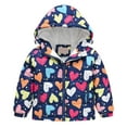thumbnail image 1 of Nmnitkp Baby Winter Jacket Cute Cartoon Printed Cotton Liner Fleece Hoodie Coat & Toddler Baby Boys Girls Flower Print Plush Cute Winter Thick Casual Keep Warm Hooded Coat Jacket 1-5T, 1 of 9