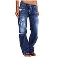 thumbnail image 1 of Nmnitkp Baggy Jeans for Women Trendy High Waisted Ripped Jeans Stretchy Frayed Hem Loose Wide Leg High-Rise Distressed Denim Pants, 1 of 8
