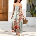 thumbnail image 1 of Nmnitkp Beach Dresses for Women Sleeveless Spaghetti Strap Backless Floral Print Maxi Dress, Casual Loose Fit Summer Beach Vacation Loungewear with Tie Back Boho Dresses Beige,2XL, 1 of 9