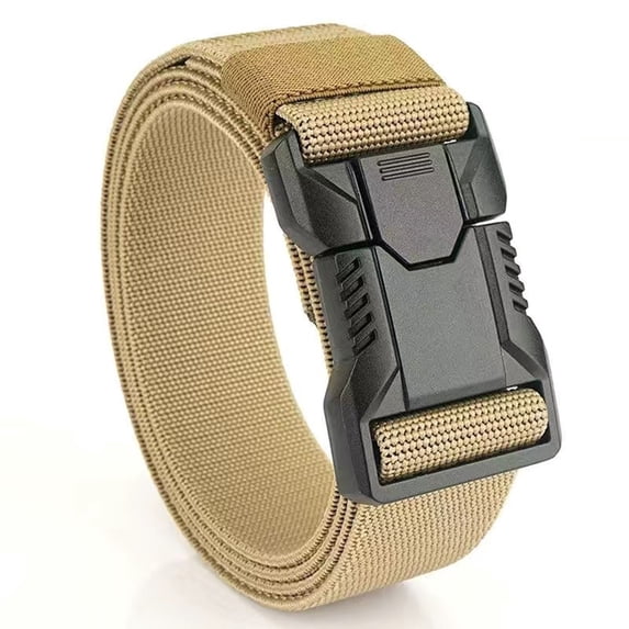 Nmnitkp Belt Men Quick Release Buckle Utility Work Belt, Elastic Nylon Canvas Casual Jean Belt, Father's Day Gift for Dad, Daily Working Camping & Hiking Outdoor Accessory Khaki,130cm