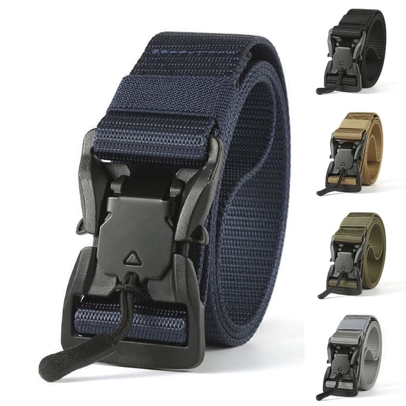 Nmnitkp Belt Men Quick Release Snap Buckle Nylon Canvas Work Belt, Adjustable Casual Jean Belt, Father's Day Gift for Dad, Daily Working Camping Hiking & Outdoor Daily Outfit Accessory Black,130cm