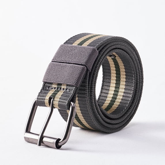 Nmnitkp Belt Men's Women's Adjustable Nylon Canvas Woven Belt, No Punching Breathable Wear-resistant Everyday Belt for Jeans Pants Daily Outdoor Activities Gray,Free Size