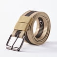 thumbnail image 1 of Nmnitkp Belt Men's Women's Adjustable Nylon Canvas Woven Belt, No Punching Breathable Wear-resistant Everyday Belt for Jeans Pants Daily Outdoor Activities Khaki,Free Size, 1 of 9