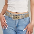 thumbnail image 1 of Nmnitkp Belts for Women Rhinestone Glitter PU Leather Belt, Adjustable Sparkle Western Style Waist Belt for Jeans Dresses Party Festival Outfits Yellow,Free Size, 1 of 6