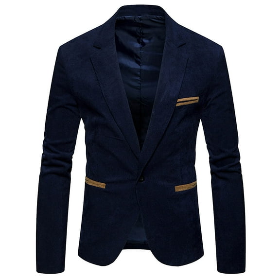 Nmnitkp Blazer High Quality Wrinkle Resistant Fabric Men's Casual Corduroy Blazer Jacket Slim Fit One Button Work Wear Sport Coat(Plus Size）
