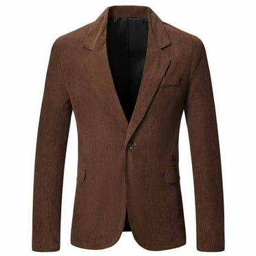 Nmnitkp Blazer High Quality Wrinkle Resistant Fabric Men's Casual Corduroy Blazer Jacket Slim Fit One Button Work Wear Sport Coat